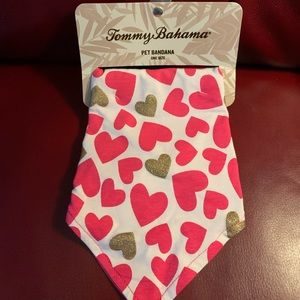 New! Tommy Bahama Pet Bandana Hearts Pink & Gold Dog